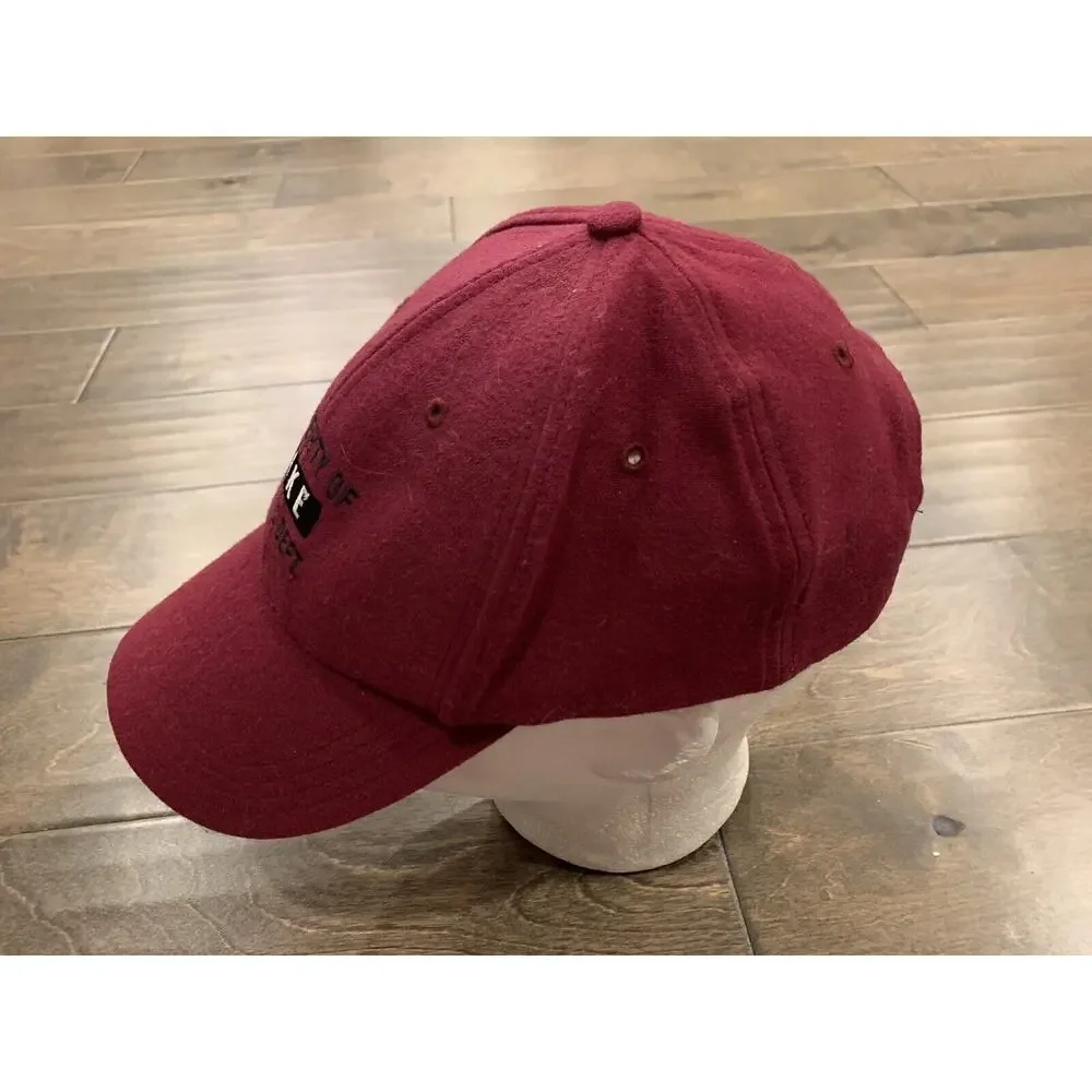 Vtg 90s Nike Red Property Of Nike Athletic Dept Leather Strapback Hat Cap Wool